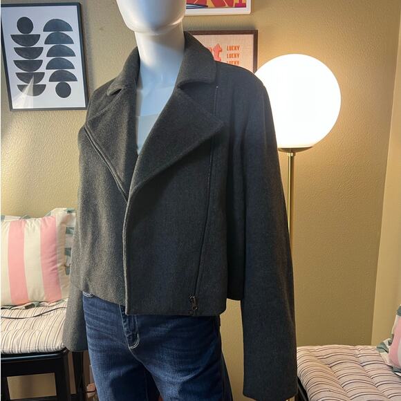 Michael Stars Amelia Grey Asymmetrical Moto Style Jacket Size M - Picture 3 of 7